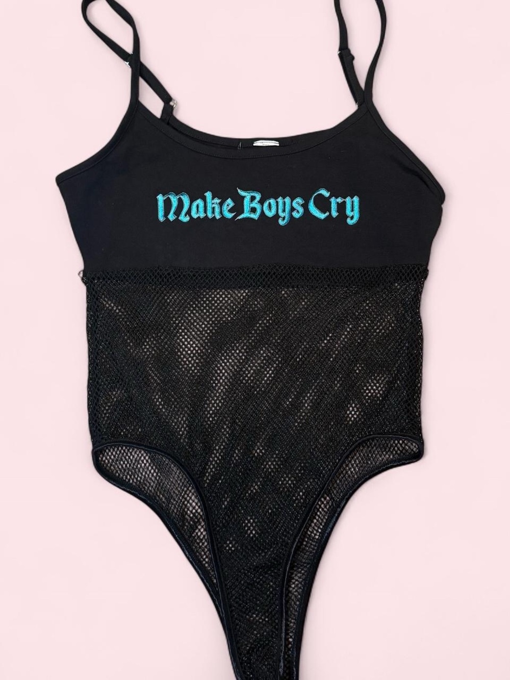 Make Boys Cry Black Mesh One-Piece Swimsuit